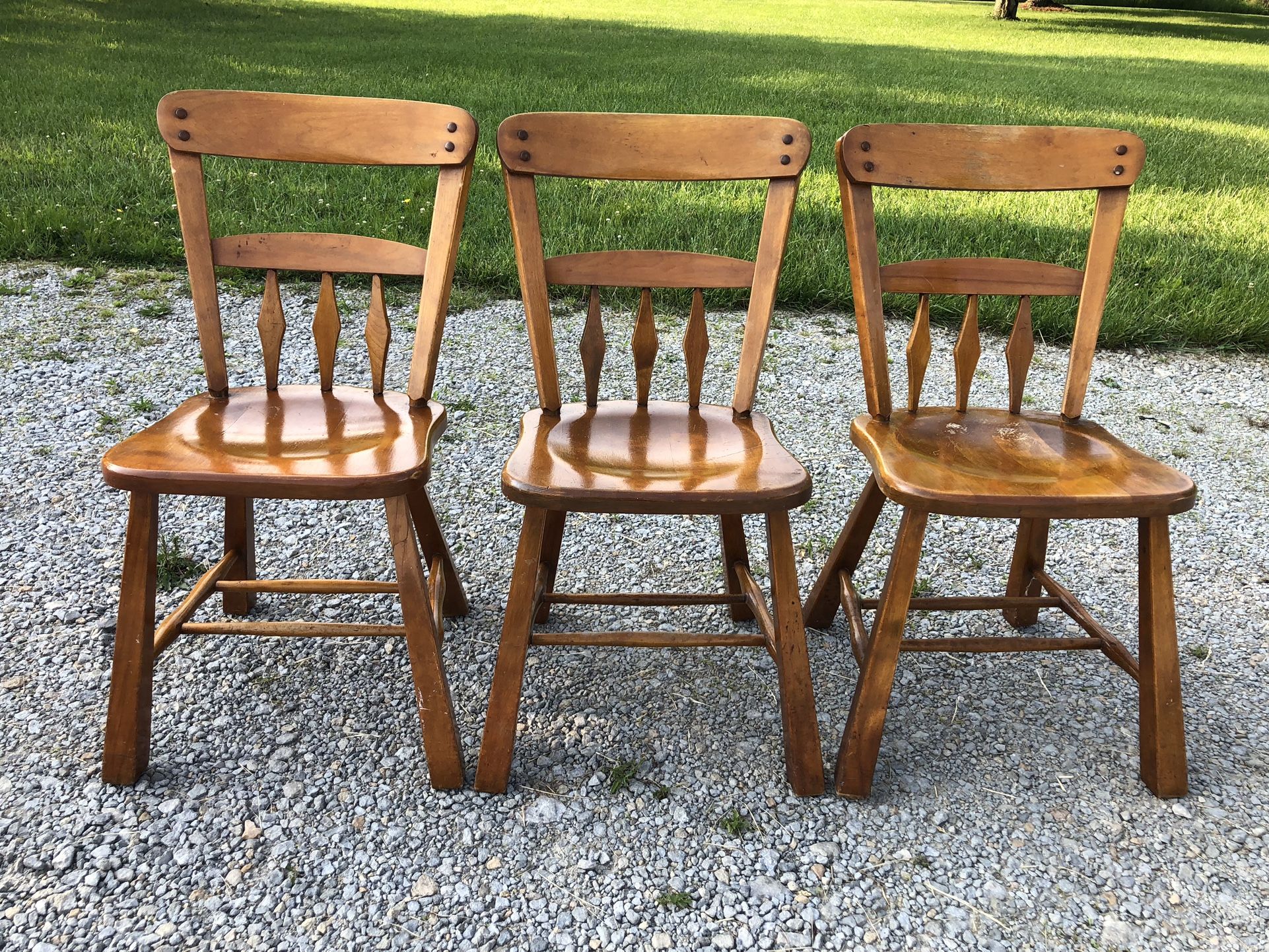 Three Vintage Wood Chairs