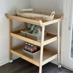 Nursery Rolling Changing Table and Cart with Wheels