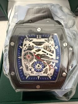 Skeleton Automatic Tonneau Watch with Gift Box