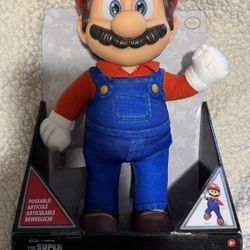 The Super Mario Bros Movie Mario 14" 2023 Poseable Plush Figure. 