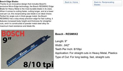 9 inch Bosch EDGE metal blades