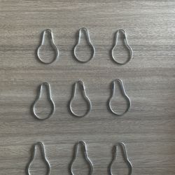 9 Pieces Of Silver Shower Rings Curtain Hooks Chrome Plated