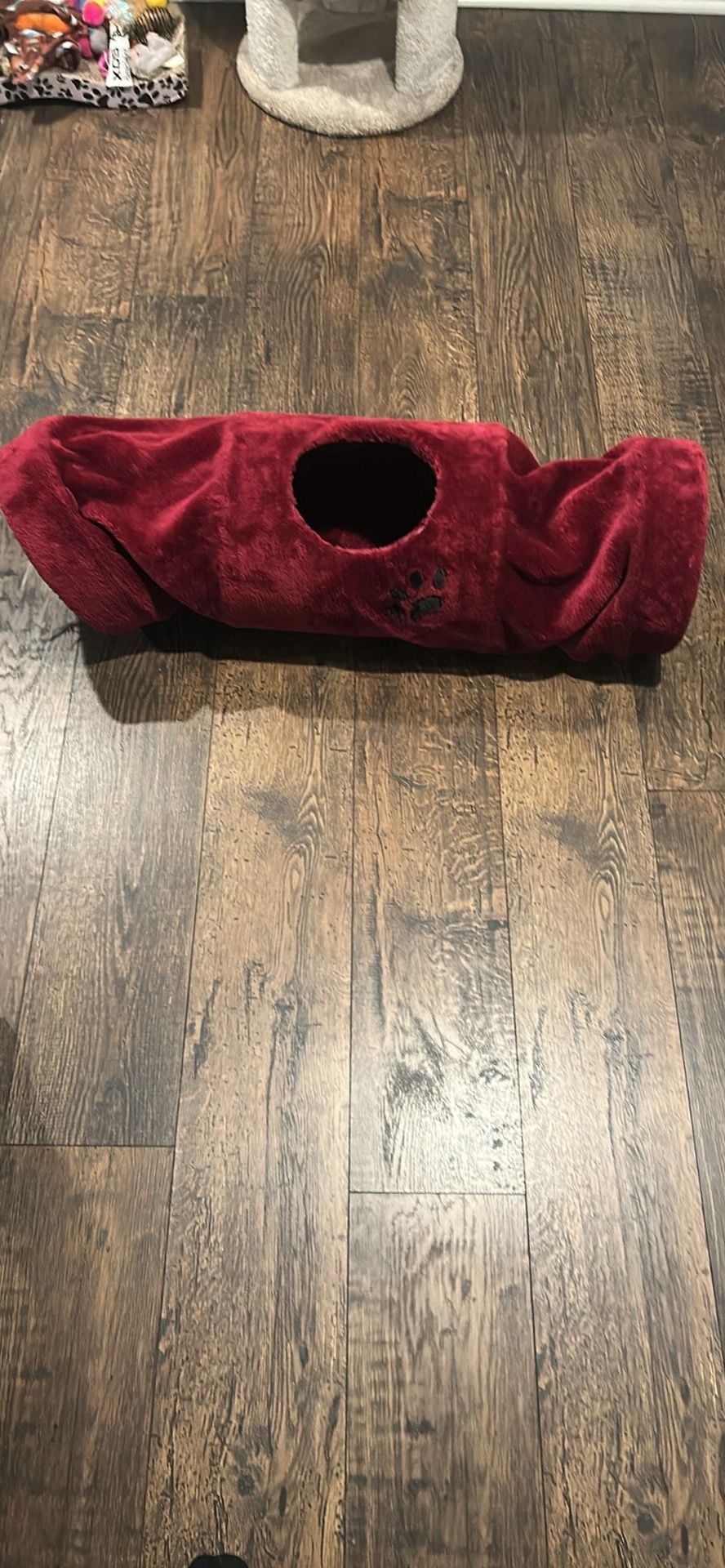 Burgundy Plush Cat Tunnel/Tube