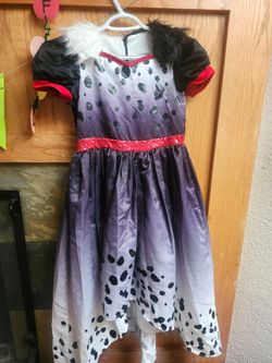 Needs TLC ...Cruella De Vil Girls Halloween Costume Dress size 8-10