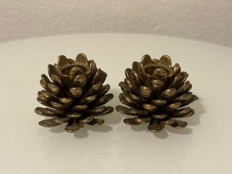 Solid Brass Pinecone Candle Holders