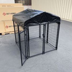 (Brand New) $170 Heavy Duty Kennel with Cover Dog Cage Crate Pet Playpen (4’L x 4’W x 4.5’H) 