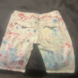 LA Idol Jean shorts 11  white tie-dyed