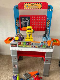 VTech My Busy Workbench, Interactive Toddler Toy, Pretend Play Tools, 100+ Pieces, Lights, Music & Sounds, Kids Gifts 3, 4, 5 + Years, English Version