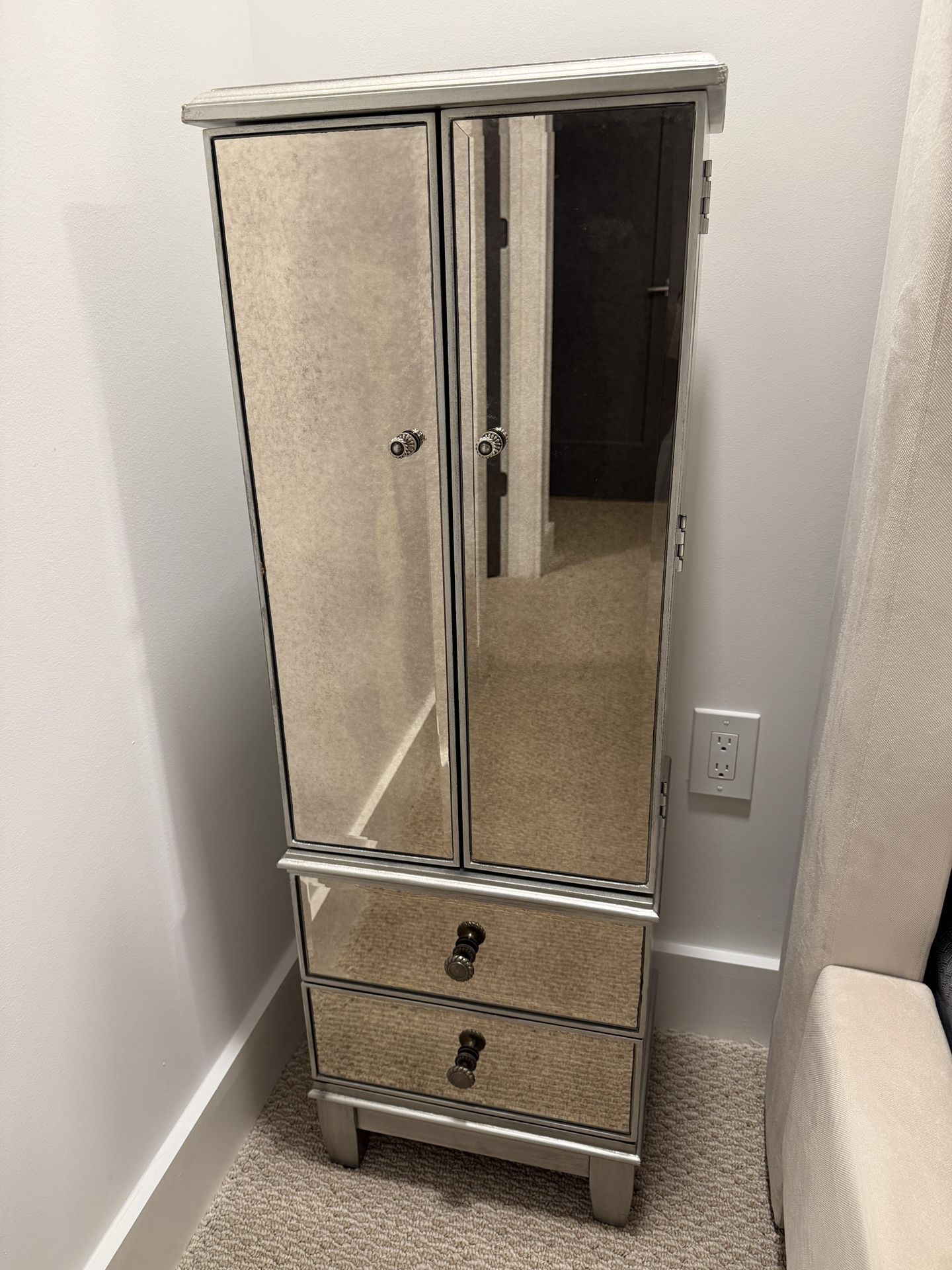 Pier 1 Hayworth Mirrored Jewelry Armoire.