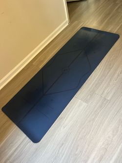 Blue Yoga Mat with Alignment Lines