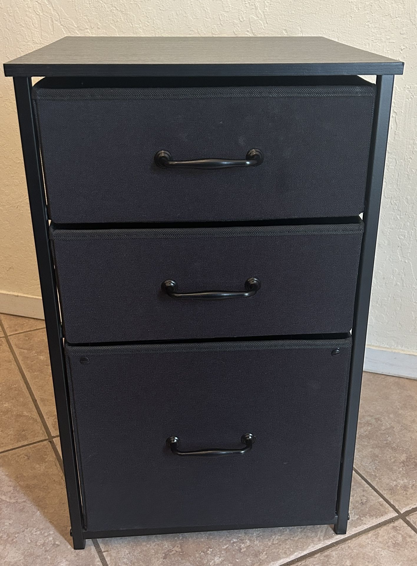 Black 3 Drawer Side-table / Nightstand / End table / File Cabinet-Drawer