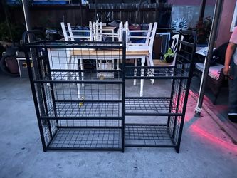 Metal frame shelves