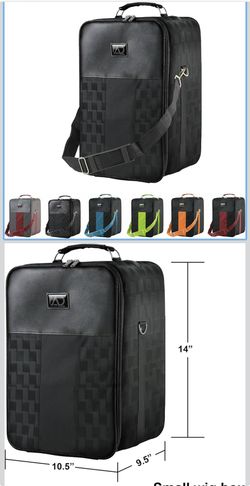 Small Wig Travel Box with Top Handle, Shoulder Strap and Double Zipper,... 