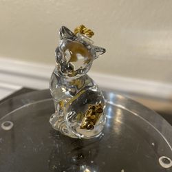 Gorham Crystal Antique Gold Cats Best Friend Christmas Ornament 