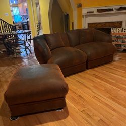 Brown Italian Leather Six Piece Sectional