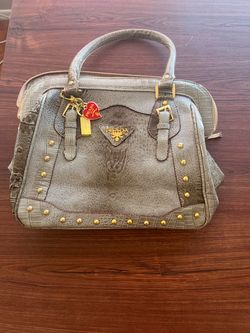 Very Rare Prada Bauletto Bag With Textured Accented Gold Stud Details and Heart-shaped Tag