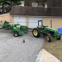 John Deere Tractor With 338 Square Baler