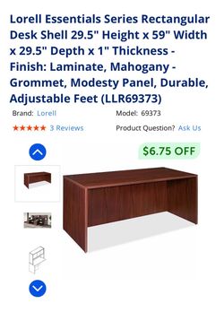 Lorell Essentials Series Rectangular Desk Shell