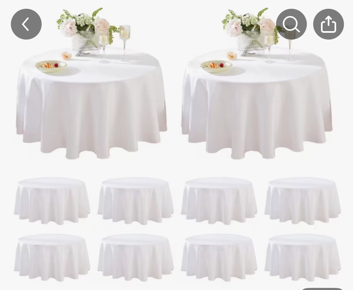 Round White Table Linens 10 Pack