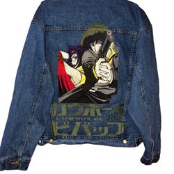 Rare anime cowboy bepop denim vintage jeans jacket Faye spike toonani    