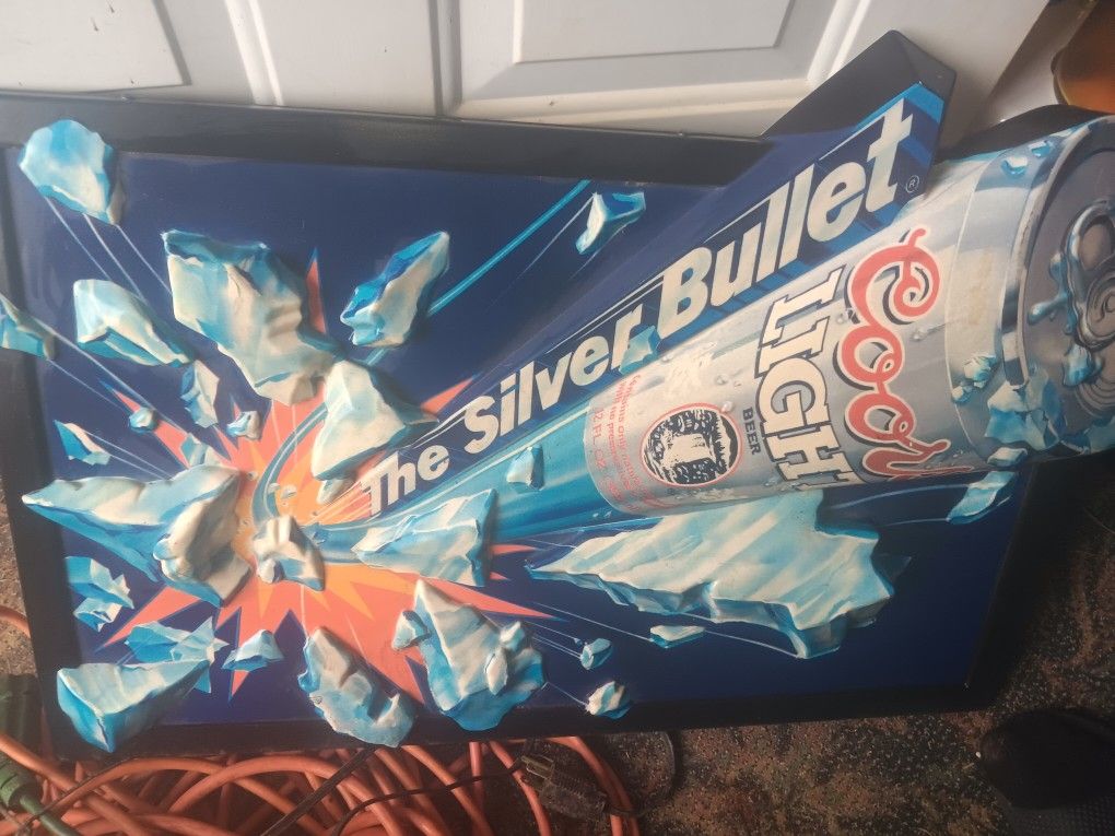 Vintage Coors Beer Signs And A Large Wooden Yuengling Sign