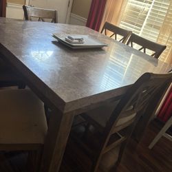 Marble Counter High Table 6 Chairs 
