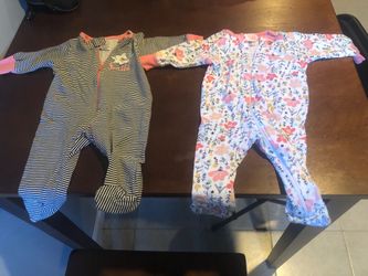 Gerber Baby Girl Set Of 2 Footed Pajamas