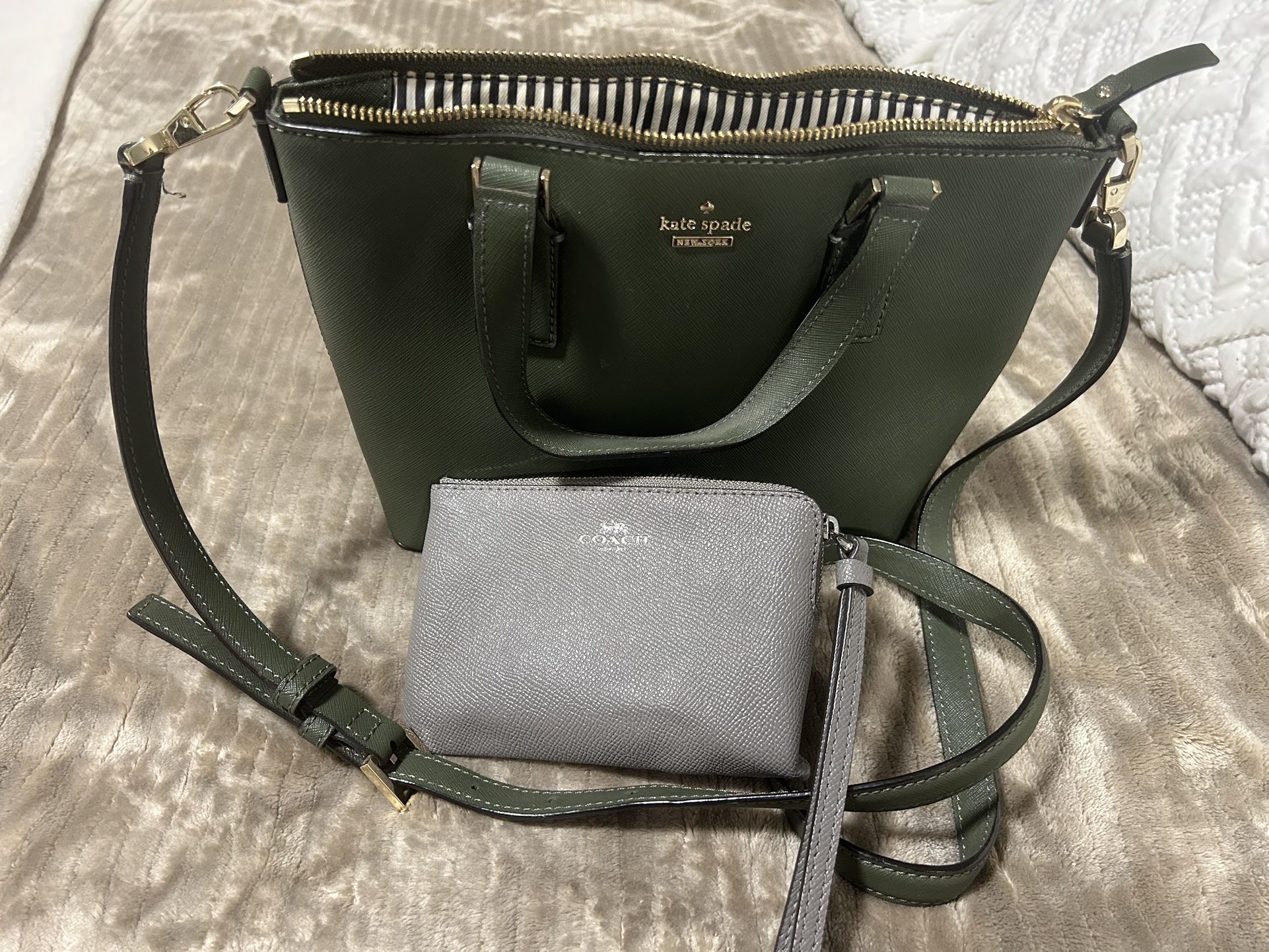 Green…Kate Spade Shoulder Bag And Grey Wallet