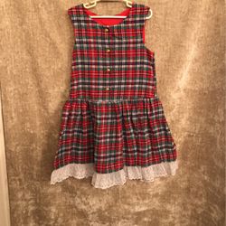 Girl Plaid Red, White , Green Dress 