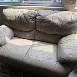 Tan Leather Loveseat Couch