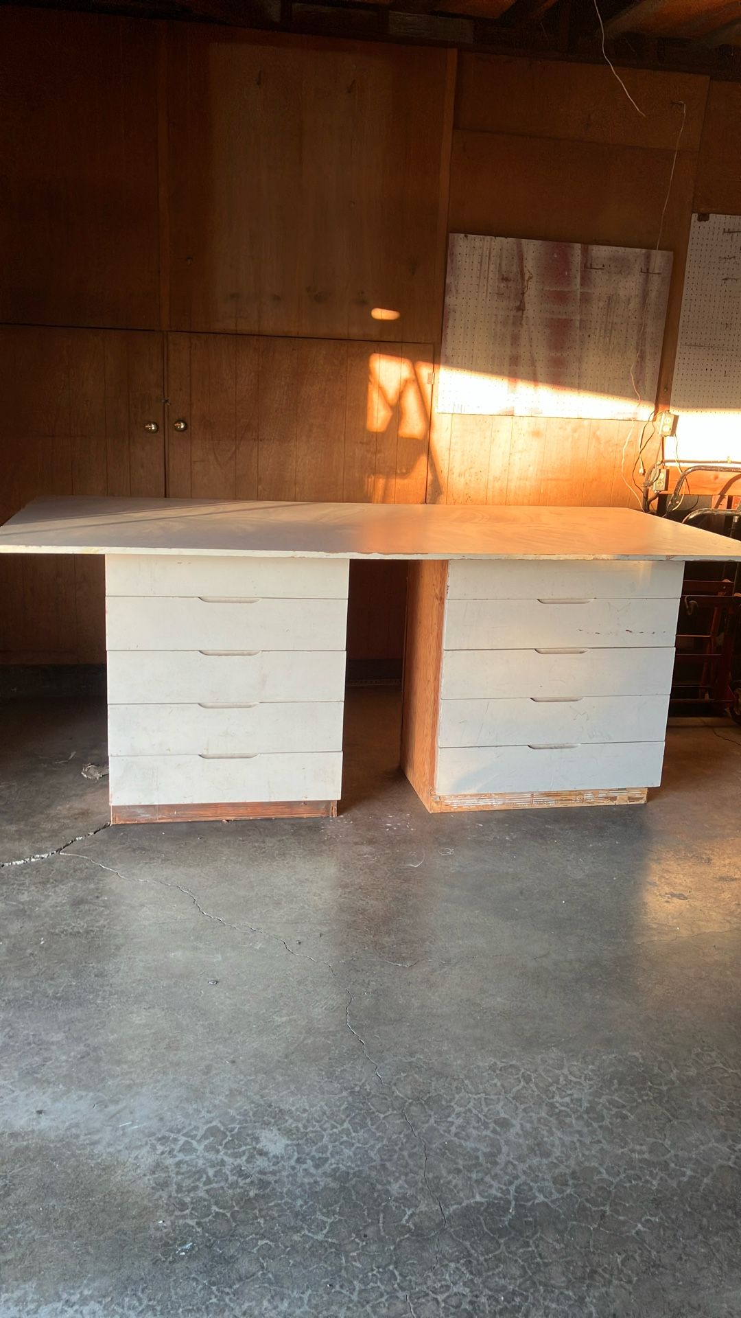 Crafting Table/Upholstery Table With Two 5 Drawer Cabinets