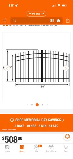 8’ DOUBLE BLACK GATE  LITTLE BENT NEW