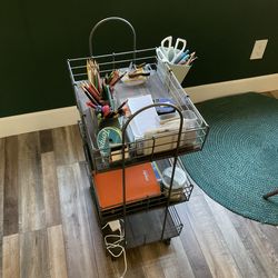 3-Tier Metal Rolling Cart (13”W x 17”D x 39”H)