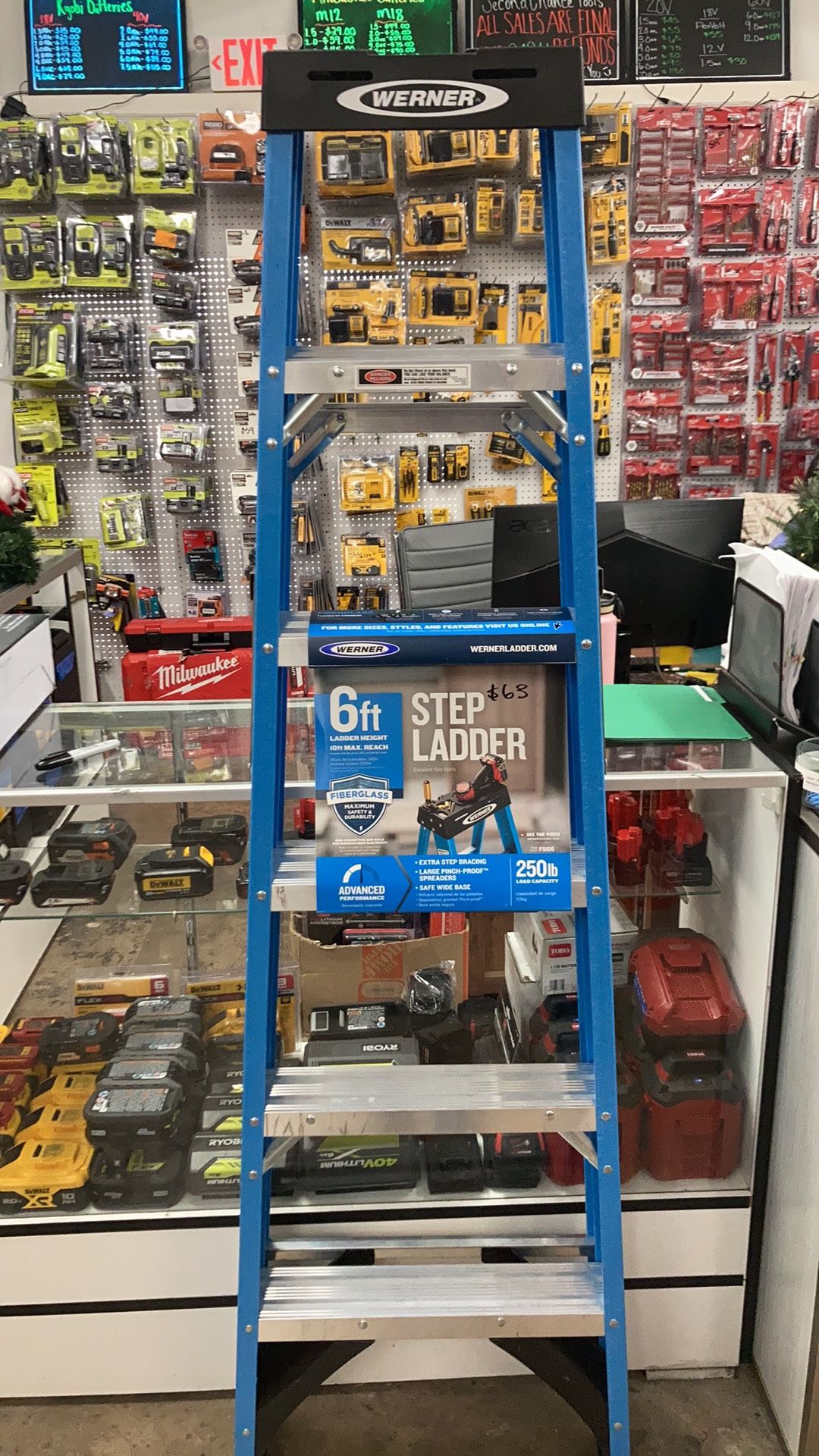 Werner 6 ft. Fiberglass Step Ladder with 250 lb. Load Capacity Type I Duty Rating