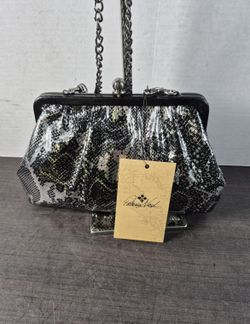 NWT Patricia Nash Ealing Frame Metallic Python Leather Crossbody Bag 