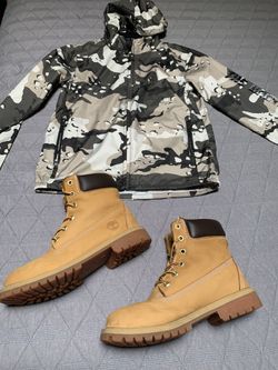 Timberland sz 5y Vnds like new & Northface windbreaker army colorway sz 10/12.