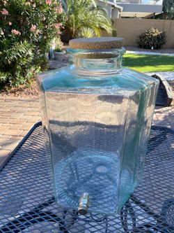 vintage large glass beverage dispenser Italian-made hexagonal vessel