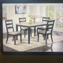 Comedor De 5 PCs  Color Gris O Negro 