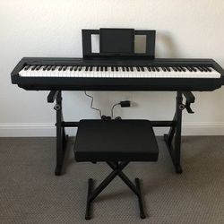 Yamaha P71 88-Key Weighted Digital Piano + Stand + Stool, Case