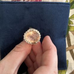 Morganite Oval Diamond Ring 