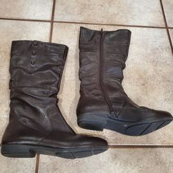 Chocolate Brown Leather Boots - Size 10m