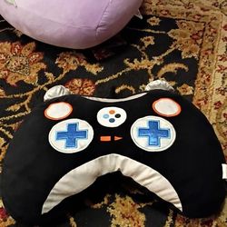 Your Zone Video Game Controller Plush Pillow Black White Blue Orange 19x12in