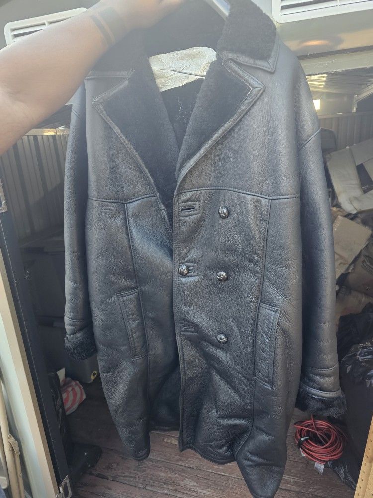 Mens Leather Coat With Fur Interior 