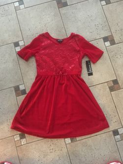 Girls glitter red velvet dress