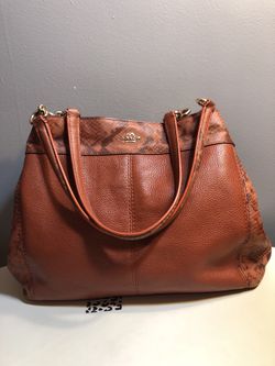 Coach lexy orange leather large shoulder bag