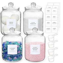 4 Pack Glass Jars With Lids/labels