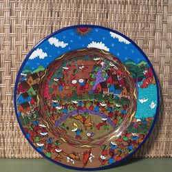 16" Mexican Hand-painted Art Story Plate