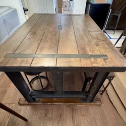 Wood and Metal Dining Table With Seating 