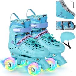Brand New Kids Roller Skates - Adjustable Sizes 12C-2Y, Light Up Wheels