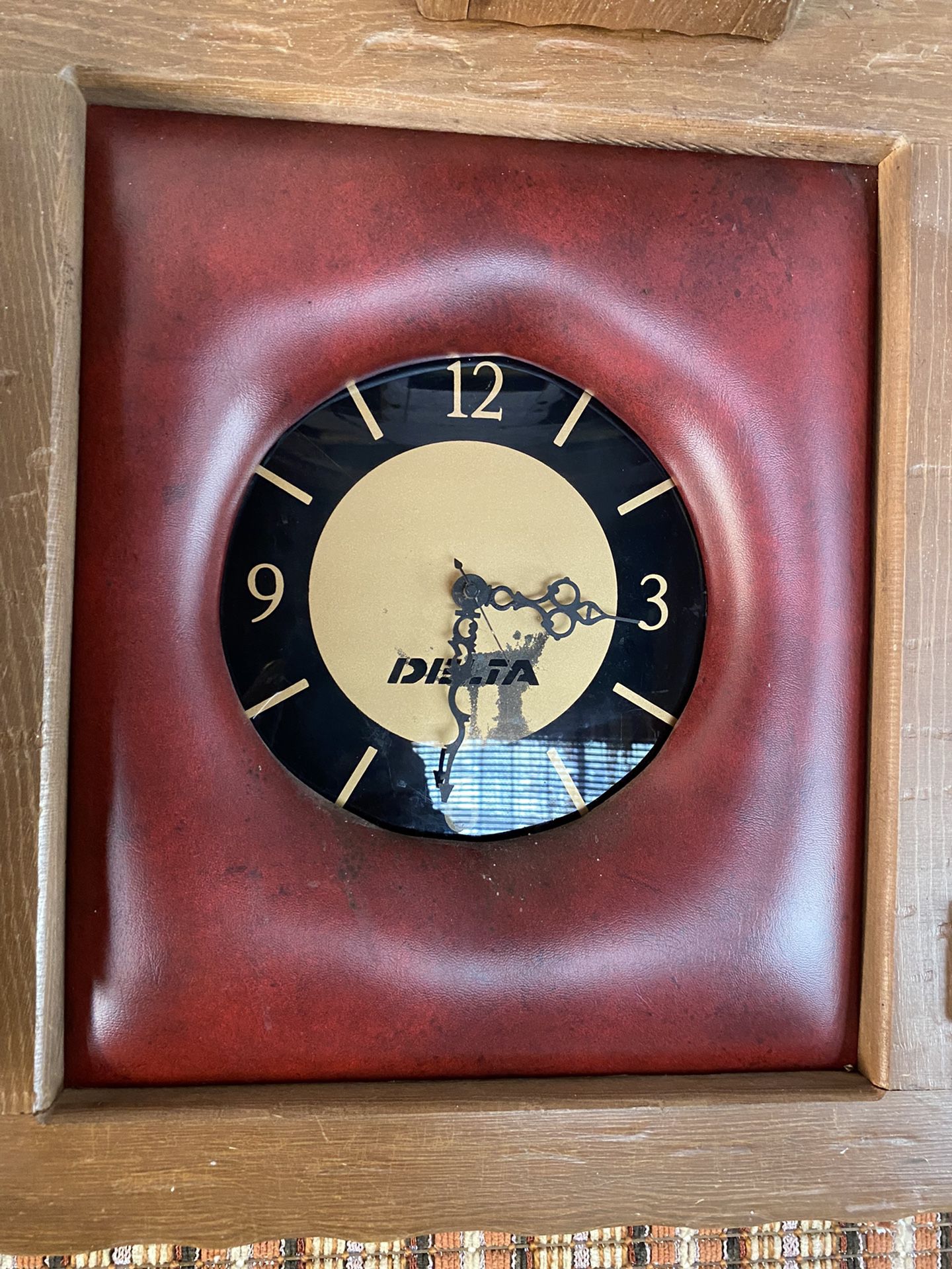 Vintage Delta Leather Clock